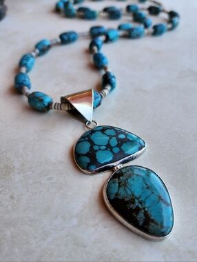 Sterling Silver Genuine Turquoise Extra LONG necklace